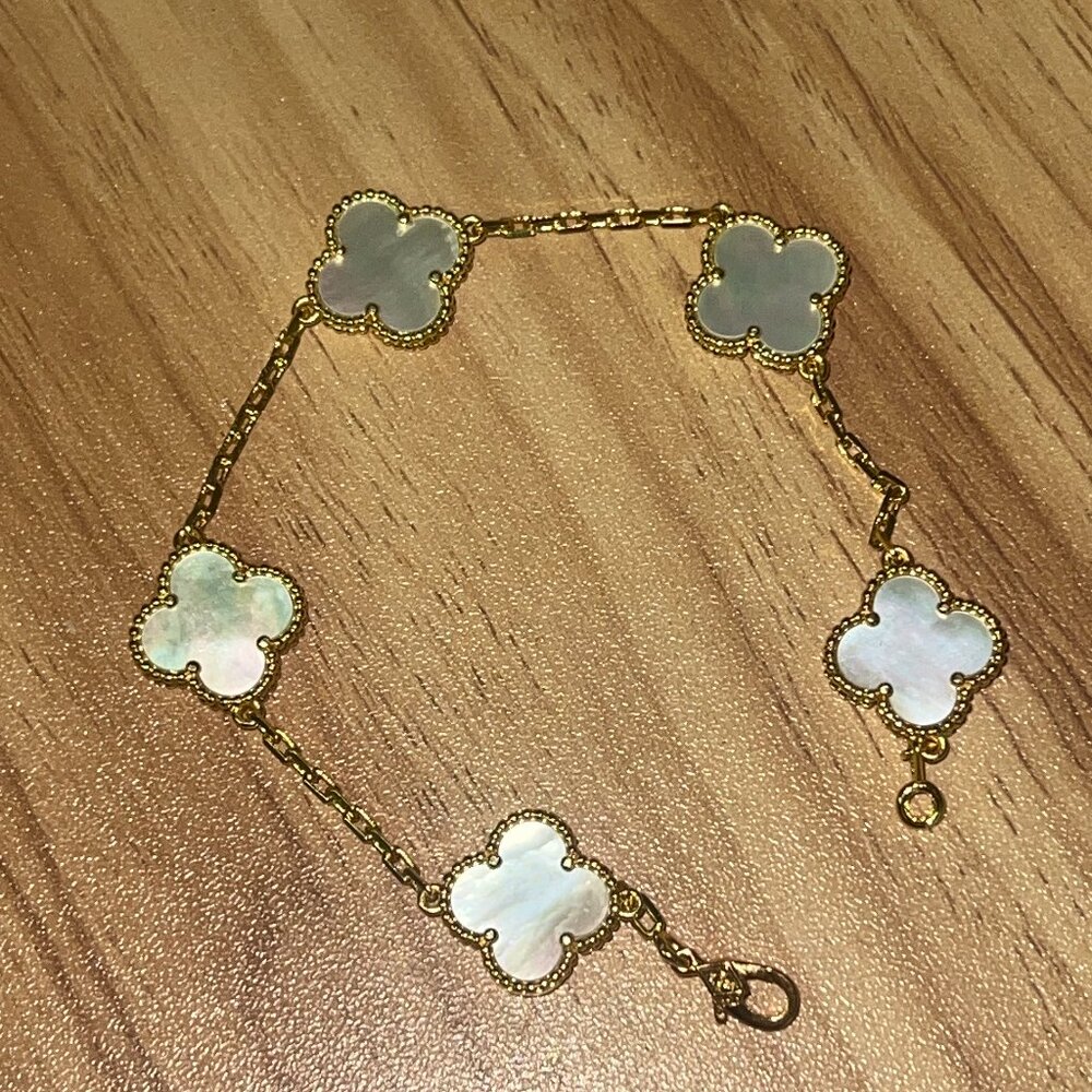 Van Cleef Look Alike Clover Bracelet: Opal